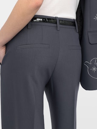 Pantalon Panol - Pantalon tailleur droit ample uni.