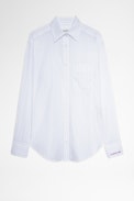 Tais Shirt - Women's striped cotton shirt in white. Made with fibers from organic farming.