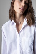 Tais Shirt - Women's striped cotton shirt in white. Made with fibers from organic farming.