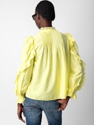 Bluse Timmy - Langärmelige Bluse aus Baumwolle mit Volants in Hellgelb.