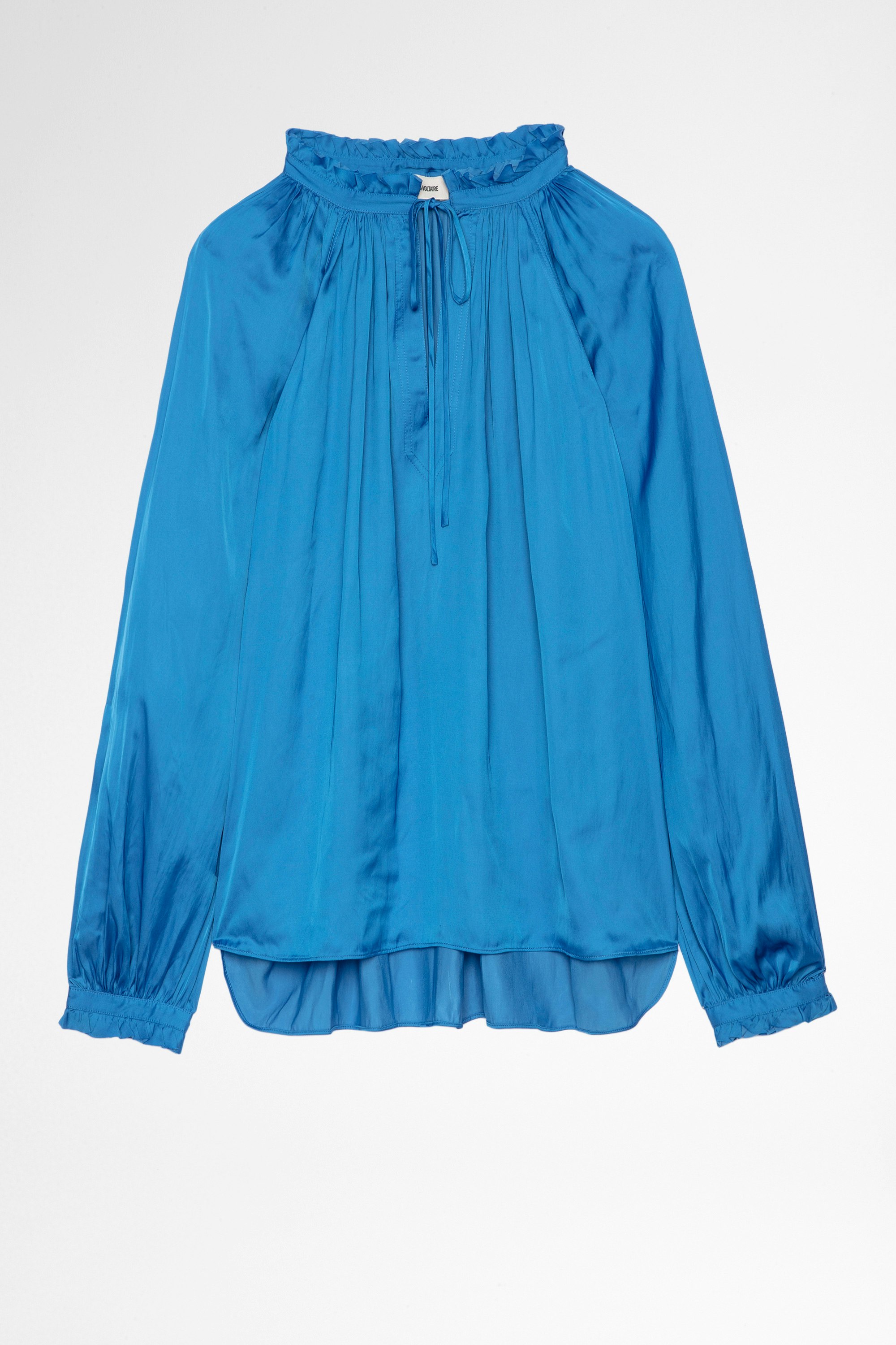 Theresa Satin Blouse Women's satin blouse in blue