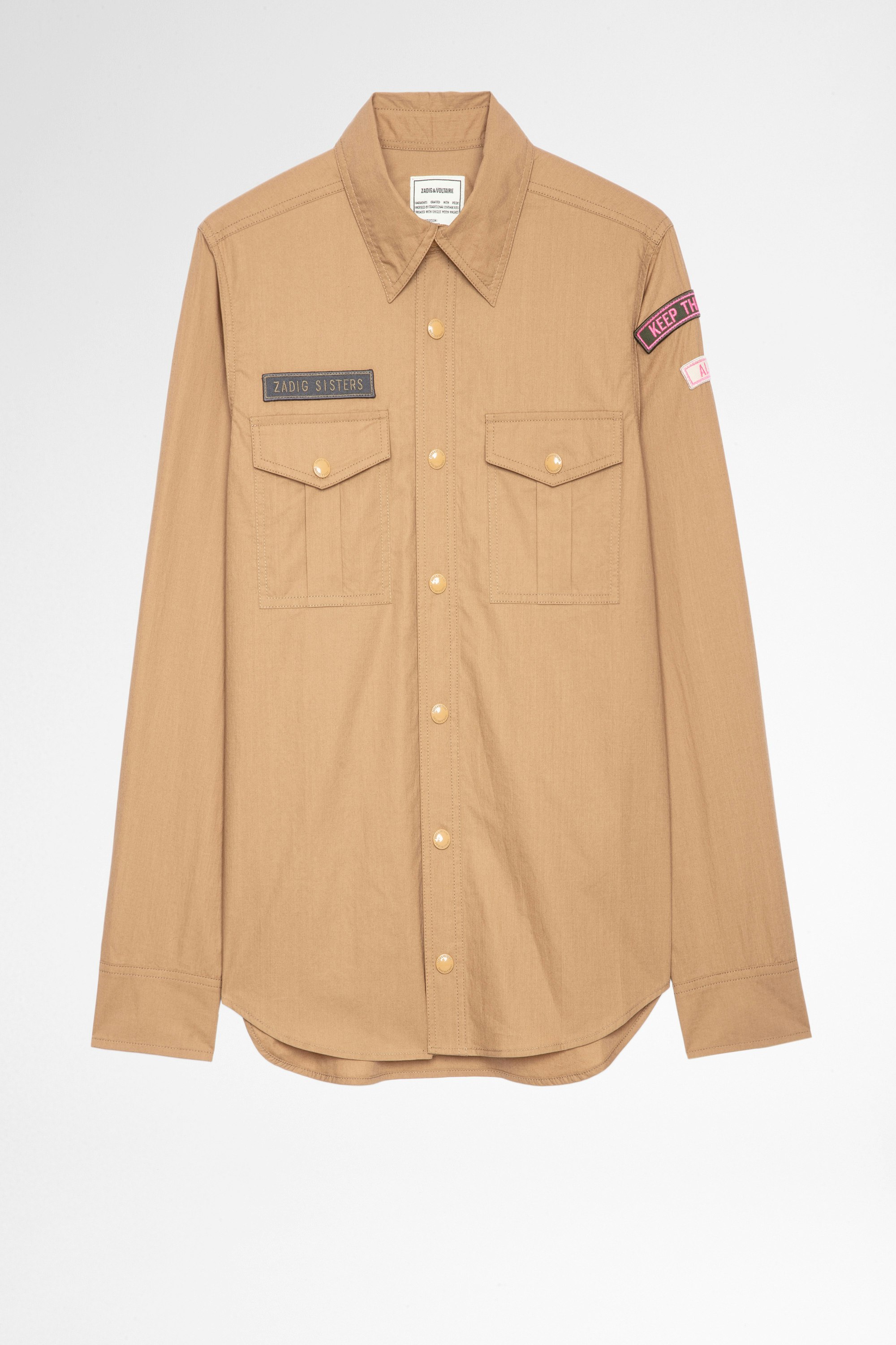 This Shirt Women's camel-coloured cotton military shirt
