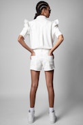 Chemise Toky - Chemise en denim blanc à volants Femme