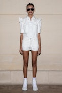 Chemise Toky - Chemise en denim blanc à volants Femme