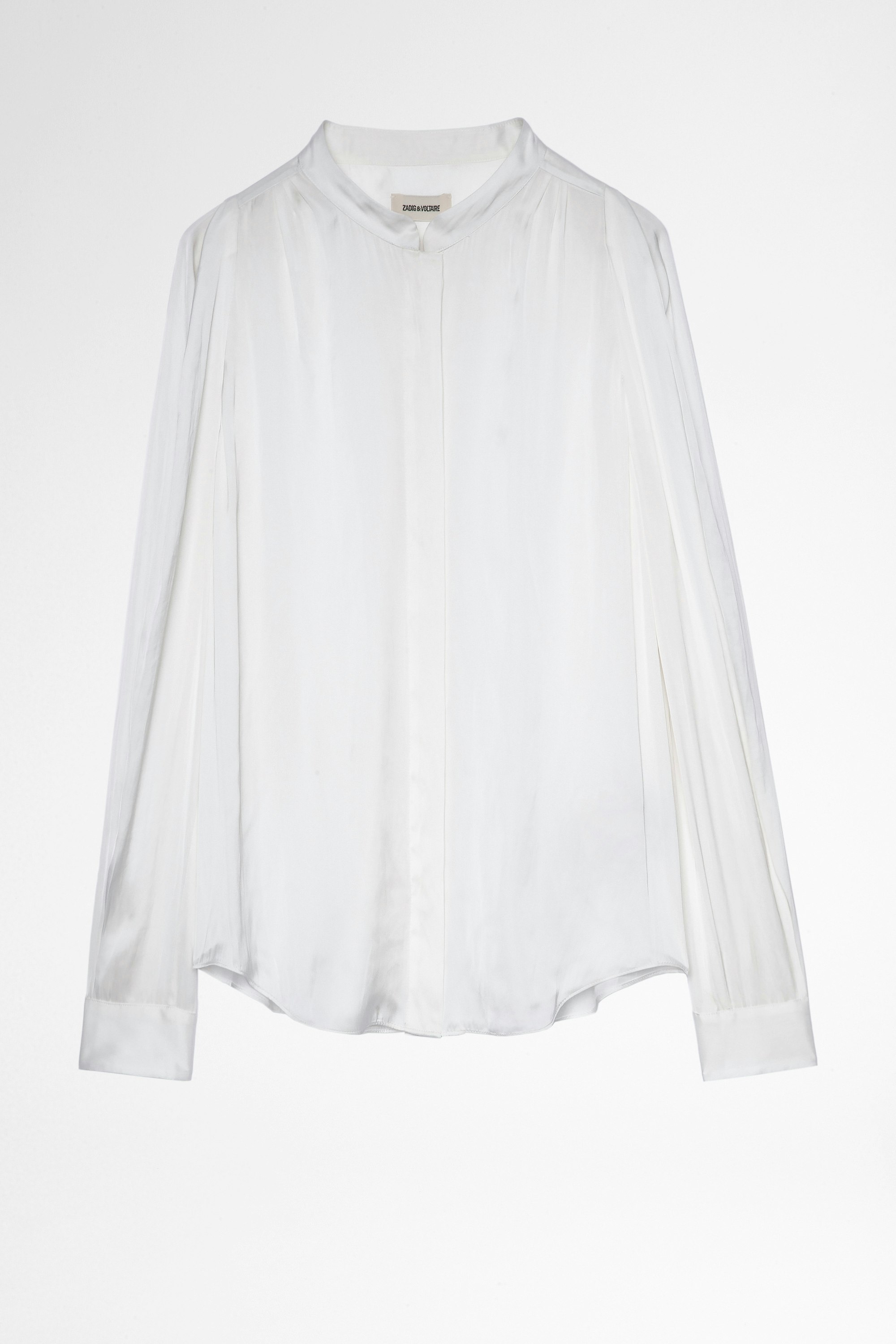 Camisa Touchy  Blusa de satén blanco de manga larga de mujer