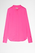 Blusa Touchy Raso - Camicia a maniche lunghe satinata rosa, donna