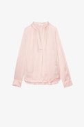 Tink Satin Blouse - Women’s pink satiny tunic.