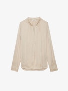 Tink Satin Blouse - Women’s off white blouse with open collar.