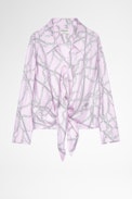 Chemise Toupy Soie - Chemise en soie rose à nouer print chaines Femme