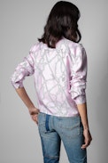 Chemise Toupy Soie - Chemise en soie rose à nouer print chaines Femme