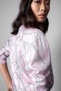 Chemise Toupy Soie - Chemise en soie rose à nouer print chaines Femme