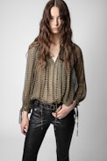 Camicia Tocade Mousseline ZV - Camicia con monogramma ZV e dettagli metallizzati donna