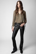 Camicia Tocade Mousseline ZV - Camicia con monogramma ZV e dettagli metallizzati donna