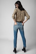 Camisa con estampado de tigre Teros - Camisa abotonada con estampado de tigre Naturel para mujer