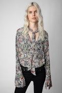 Camicia Telios - Camicia blu a fiori donna