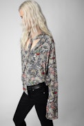 Camicia Telios - Camicia blu a fiori donna