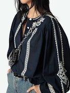 Tigy Blouse - Oversized cotton blouse with kozak embroidery, long sleeves.