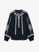 Tigy Blouse - Oversized cotton blouse with kozak embroidery, long sleeves.