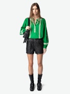 Blusa Tigy - Blusa oversize in cotone con ricamo kozak, maniche lunghe.