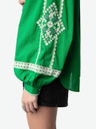 Blusa Tigy - Blusa oversize in cotone con ricamo kozak, maniche lunghe.
