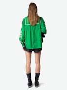 Blusa Tigy - Blusa oversize in cotone con ricamo kozak, maniche lunghe.