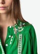Blusa Tigy - Blusa oversize in cotone con ricamo kozak, maniche lunghe.