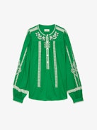 Blusa Tigy - Blusa oversize in cotone con ricamo kozak, maniche lunghe.