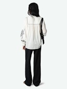 Tigy Blouse - Oversized cotton blouse with kozak embroidery, long sleeves.