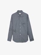 Camicia Taskiz Strass - Camicia da donna in cotone grigio decorata con manifesto Zadig&Voltaire in strass.