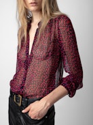 Camicia Tino - Camicia trasparente nera con chiusura a bottoni, maniche lunghe e stampa Crush.