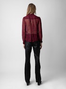 Camicia Tino - Camicia trasparente nera con chiusura a bottoni, maniche lunghe e stampa Crush.