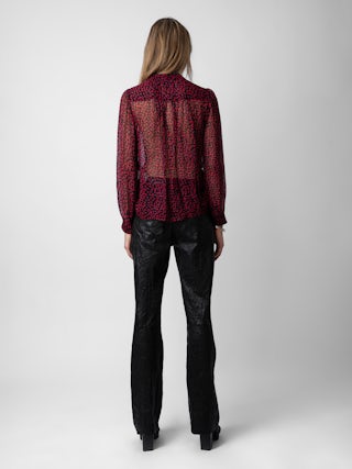 Chemise Tino - Chemise transparente noire à fermeture boutonnée, manches longues et imprimé Crush.