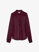 Camicia Tino - Camicia trasparente nera con chiusura a bottoni, maniche lunghe e stampa Crush.