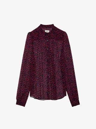 Chemise Tino - Chemise transparente noire à fermeture boutonnée, manches longues et imprimé Crush.