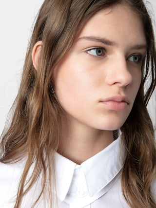 Tyrone Shirt - Long unisex cotton shirt with buttons, pockets and removable collar guard.