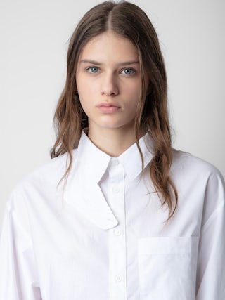 Tyrone Shirt - Long unisex cotton shirt with buttons, pockets and removable collar guard.
