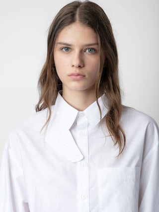 Tyrone Shirt - Long unisex cotton shirt with buttons, pockets and removable collar guard.