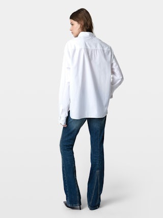 Tyrone Shirt - Long unisex cotton shirt with buttons, pockets and removable collar guard.