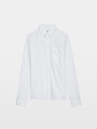 Tyrone Shirt - Long unisex cotton shirt with buttons, pockets and removable collar guard.