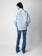 Taskiz Shirt - Blue cotton long-sleeved shirt with stripes and customized details designed by Humberto Cruz.
