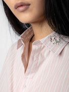 Sydna Shirt - Pale pink cotton long-sleeved shirt with stripes and customised details designed by Humberto Cruz.