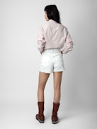 Sydna Shirt - Pale pink cotton long-sleeved shirt with stripes and customised details designed by Humberto Cruz.