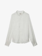 Blouse Twina Satin - Blouse en satin blanc boutonnée à manches longues.