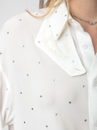 Tyrone Diamanté Shirt - Women's white diamanté silk shirt with detachable tab at collar.