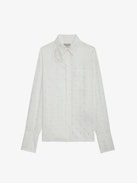 Tyrone Diamanté Shirt - Women's white diamanté silk shirt with detachable tab at collar.