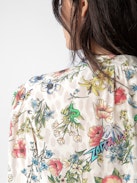 Tadeo Diamanté Silk Blouse - Ecru silk blouse with Twisted Garden print, 3/4-length sleeves and diamanté-embellished cuffs.