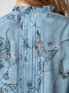 Talixia Diamanté Blouse - Women's blue floral print blouse with diamanté.