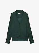 Camisa Tinous de Satén - Camisa de satén con cuello de pico, de manga larga, con botones de bisutería con strass en los puños.