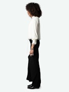 Camicia Topzyl Strass Seta - Camicia corta stile lingerie in seta écru con fasce in pizzo decorate da strass e laccetti da annodare.