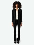 Camicia Topzyl Strass Seta - Camicia corta stile lingerie in seta écru con fasce in pizzo decorate da strass e laccetti da annodare.